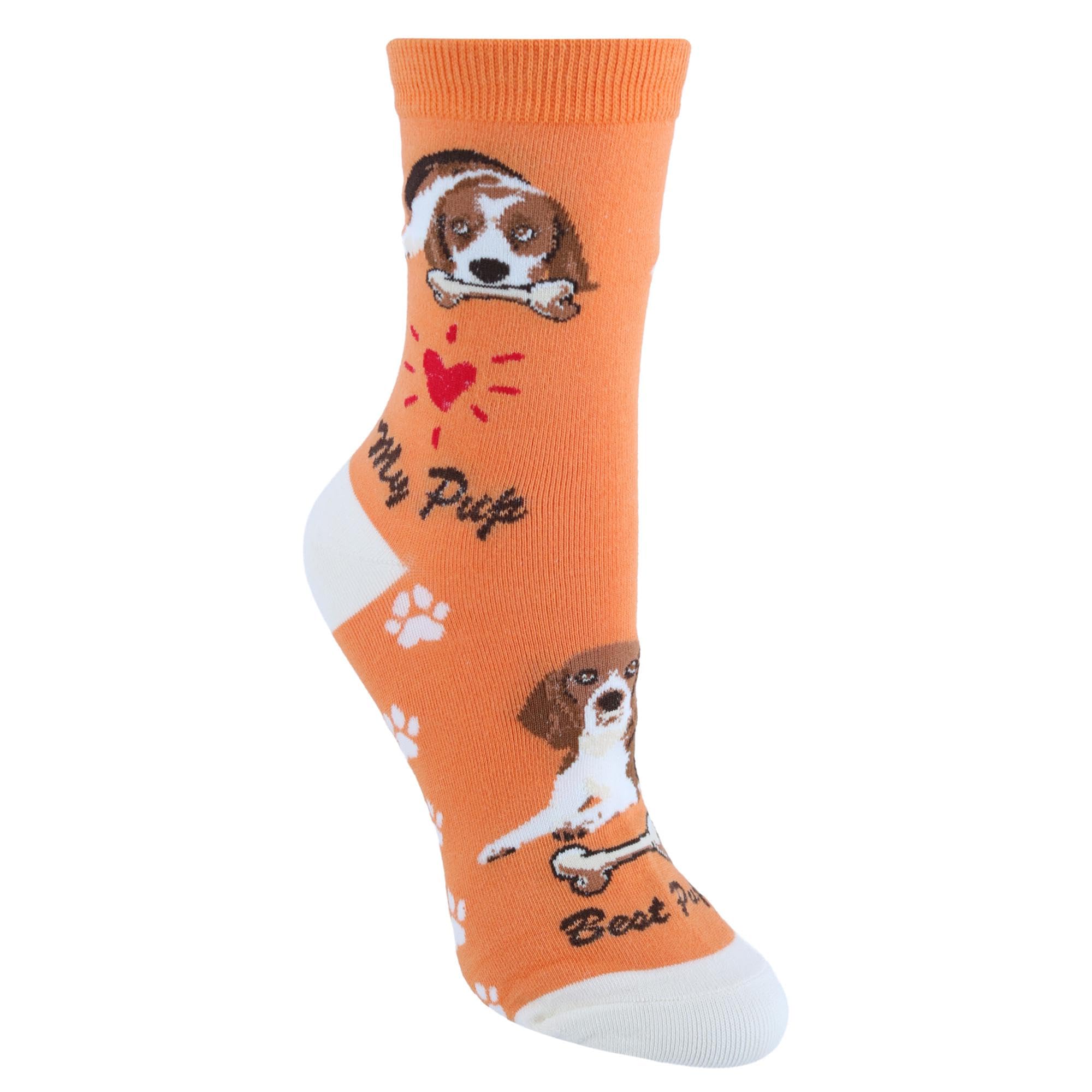 CTM Women's My Pup Crew Novelty Socks, Beagle