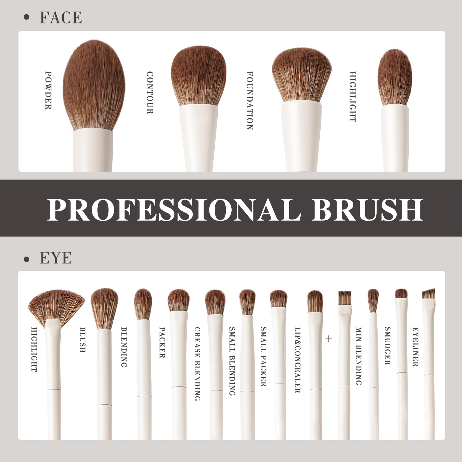 BEILI Pinceaux de Maquillage15 PCS Pinceau Maquillage Professionnelle, Set de Pinceaux de Maquillage Végétaliens Fond en poudre Fard à paupières Mélange Correcteur Pinceaux Pour Eyeliner