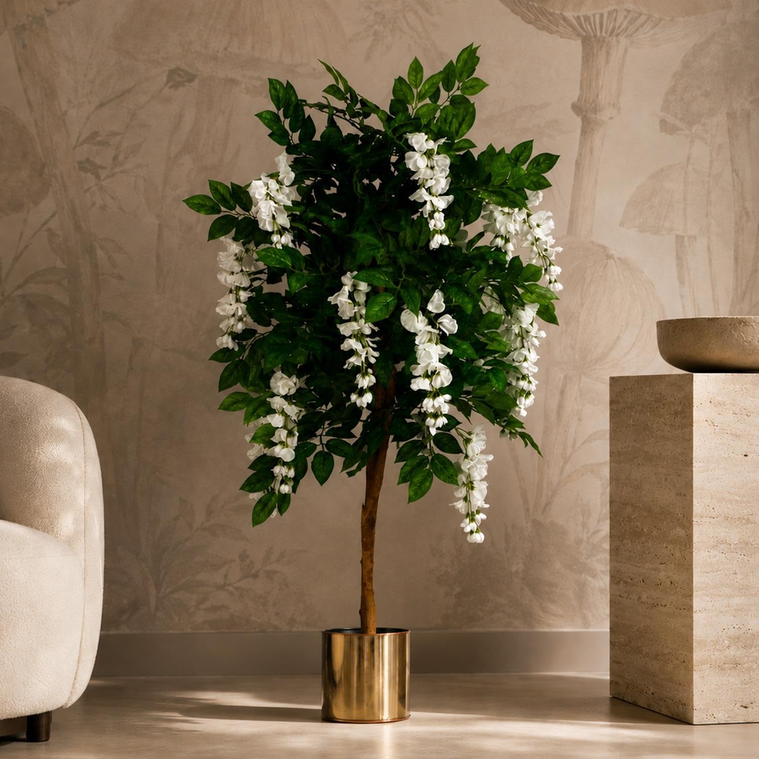 Botanik Realistic Artificial Wisteria Tree With Metal Planters