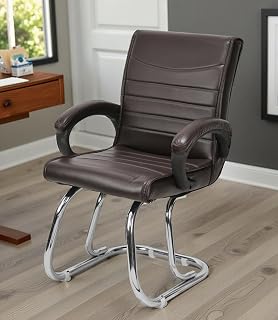 Goyal steel & furniture Executive Office Visitor Chair Home Study Chair with arm Rest and Cushioned seat Back (1, Coffee) Price In India