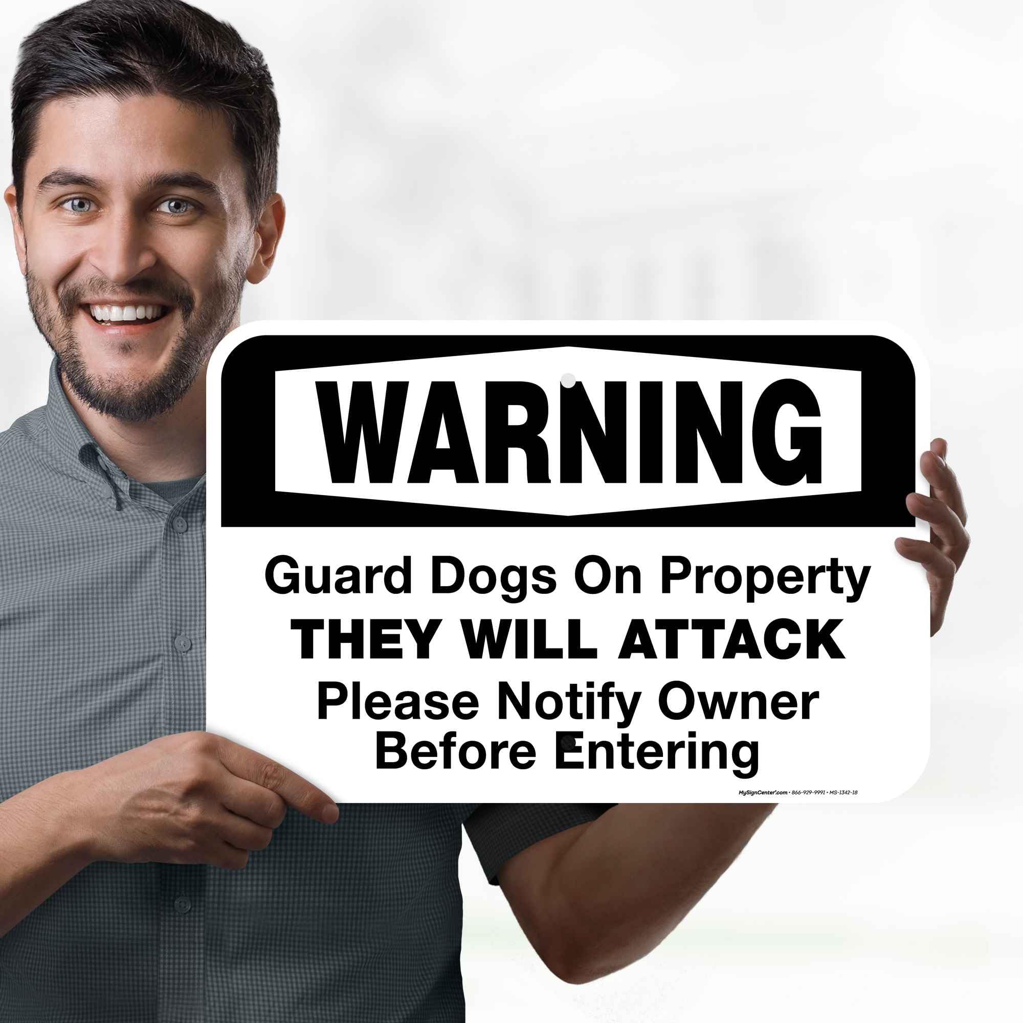 Warning Guard Dogs on Property They Will Attack Please Notify Owner Before Entering Sign, 12x18 Inches, Rust Free .063 Aluminum, Fade Resistant, Made in USA by My Sign Center