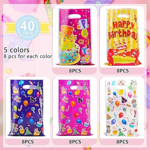 Miniatura 3 de WSPER 40 bolsas de regalo de fiesta en varios colores, bolsas de plástico para fiestas de cumpleaños