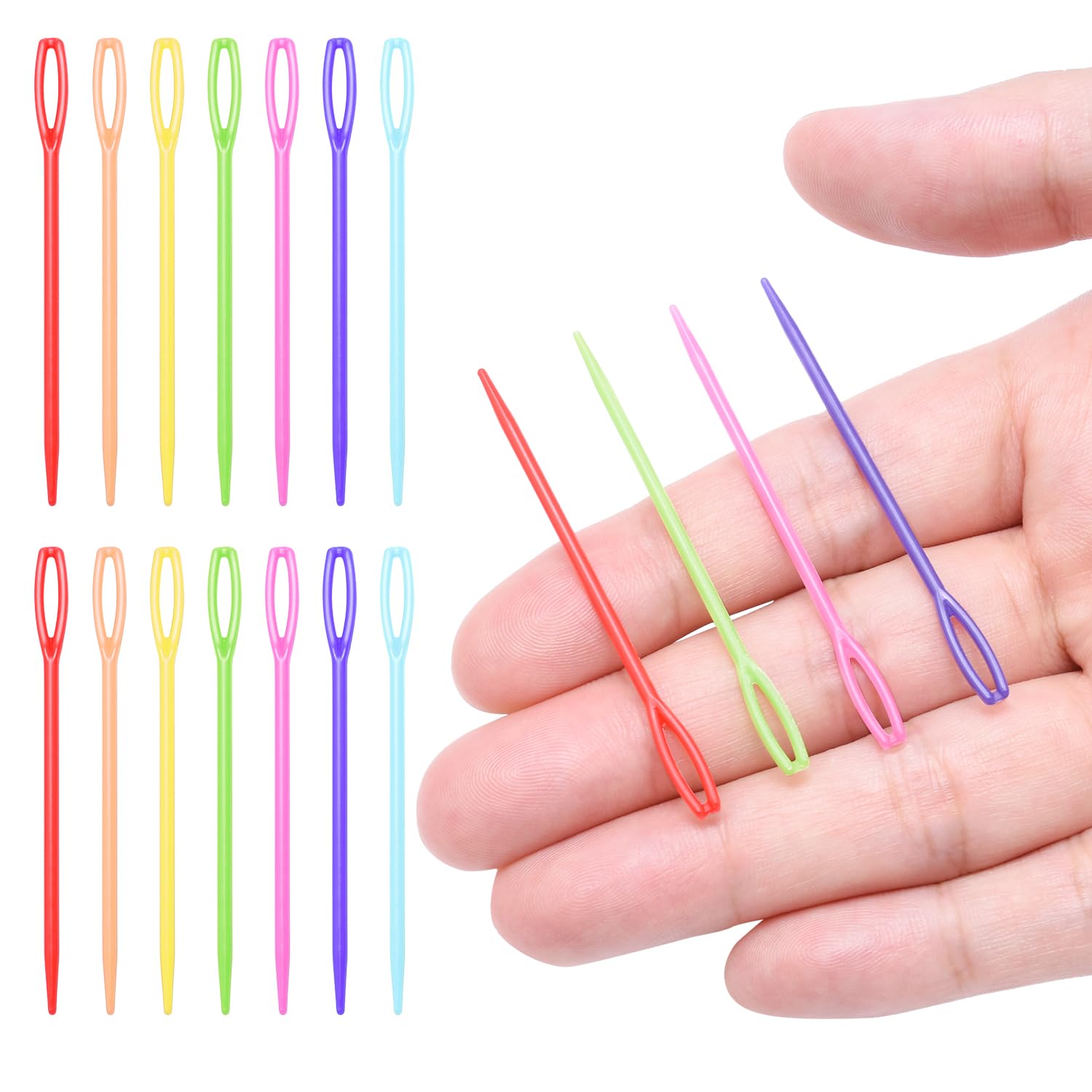 50 Count 2 Inch Plastic Yarn Needles for Kids, Large Eye Sewing Crochet Needle for Yarn Amigurimi Darning Tapestry Plastic Canvas Needle DIY Sewing Needles Crafts, Assorted Colors