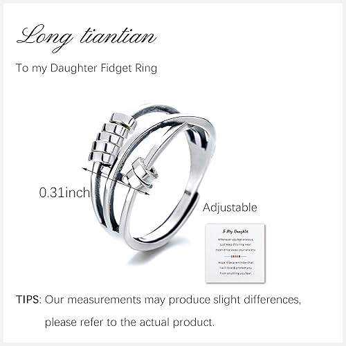 Miniatura 7 de Long tiantian Anillo antiestrés para hija con texto en inglés "To my Daughter", regalo para hija de mamá, anillos de ansiedad para hija, regalos de