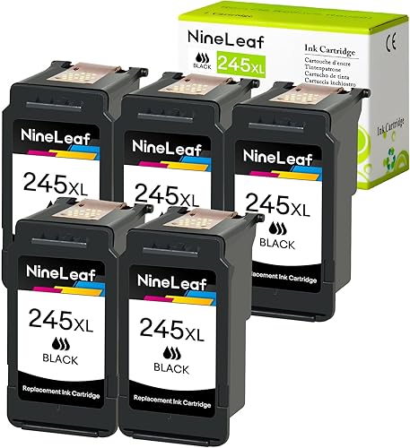NineLeaf Cartucho de tinta remanufacturado 245 de alto rendimiento compatible con Canon PG 245XL PG-245XL Uso en impresora MX490 MG2522 MG2525