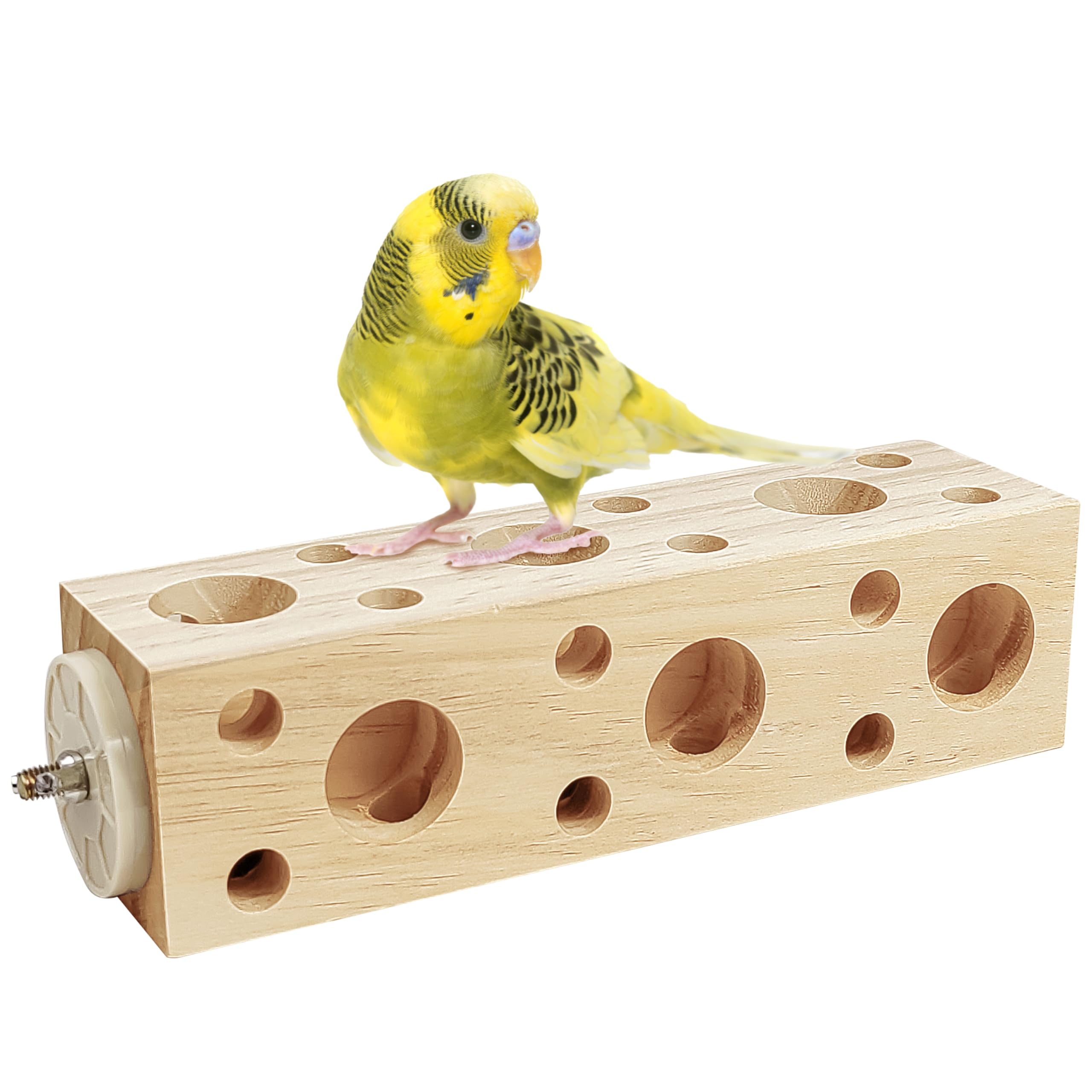 Natural Bird Wooden Block Chewing Toy,Parakeet Toys, Bird Cage Accessories for Hamster Cockatiels Conures Budgie