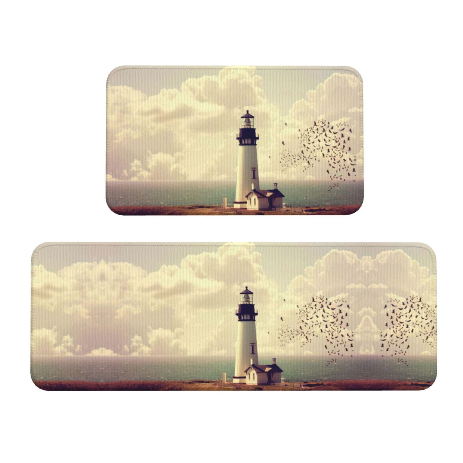 Tapis de cuisine antidérapants et absorbants à motif phare côtier