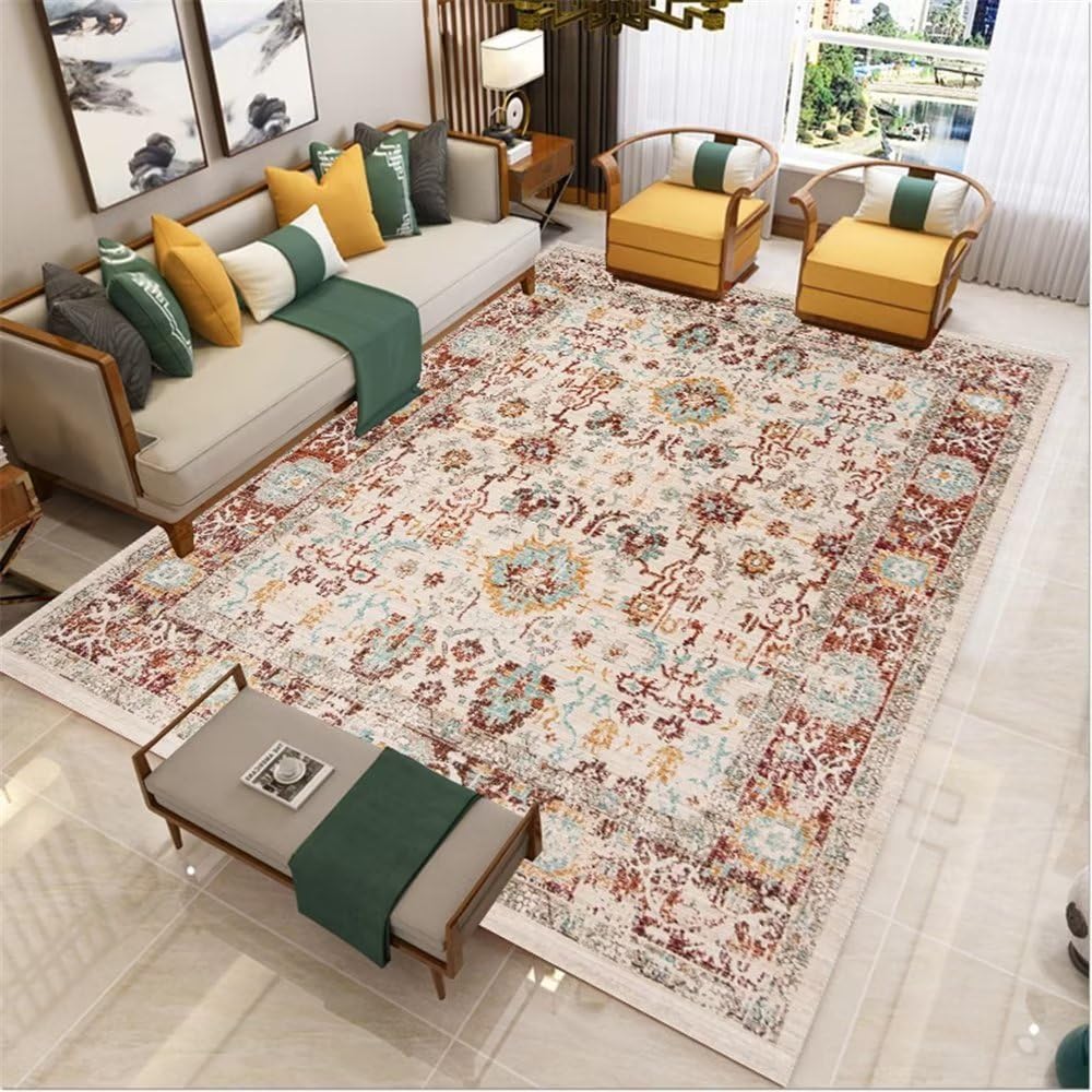 Tapis de jeu pour enfants vintage rouge idéal pour la chambre de bébé fille