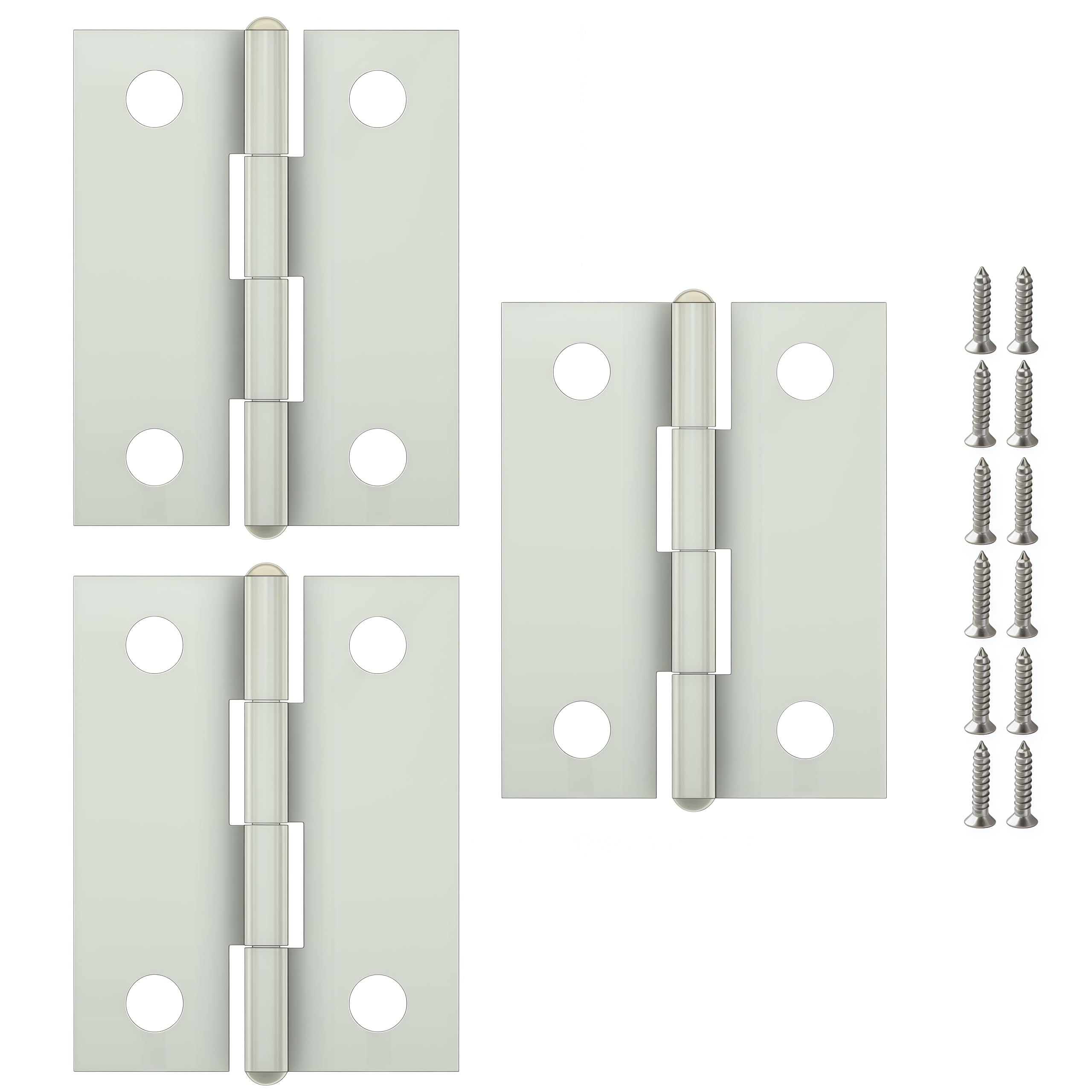 Vbnexyr Regular Folding Hinge 3 Pack Stainless Steel Folding Hinges For Cabinets Casement Hinges And Door/Window Hardware With Screws 36 * 28Mm (No Enlarged Holes)