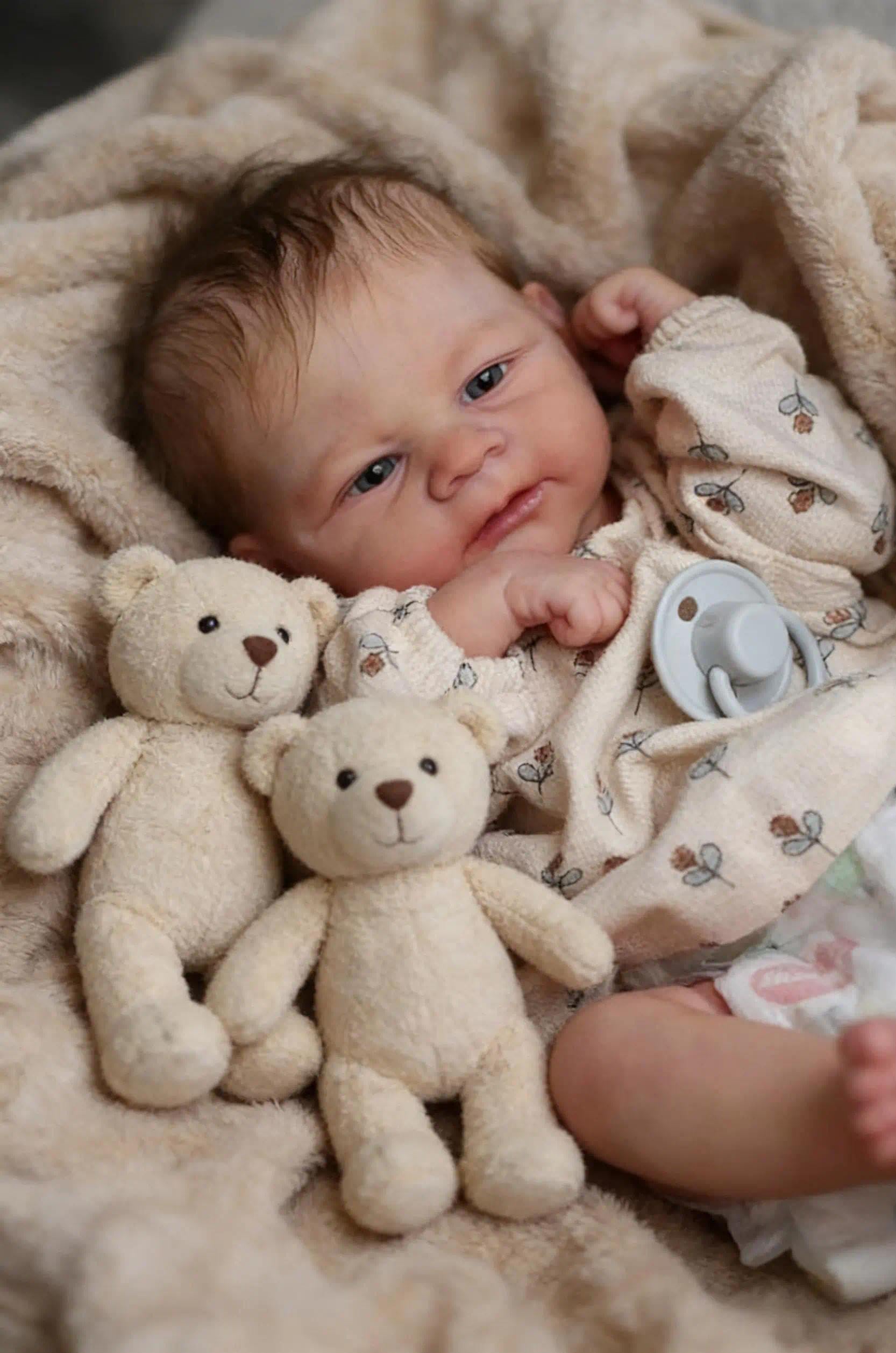 Zero pam Reborn Baby Lebensecht Mädchen Augen Offen-43CM Neugeborenen Babypuppen Wie Echt, Lebensechte Mädchen Puppe Mit Haaren, Reborn Puppe Ab 3 Jahre