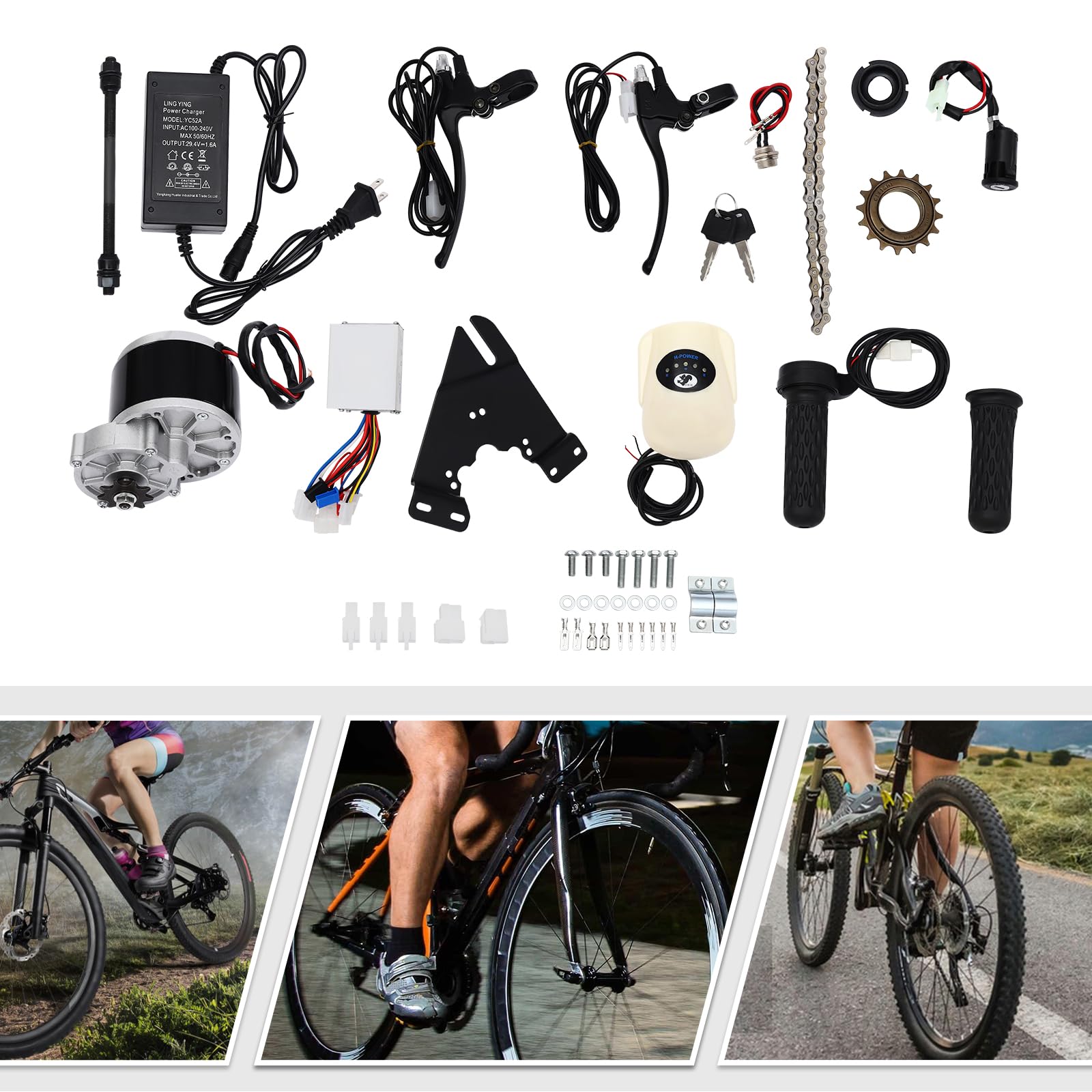 Tapischion 24V 250W Electronic Conversion Installation Kit for Bicycles, E-Bike Conversion Kit for Most Bicycles