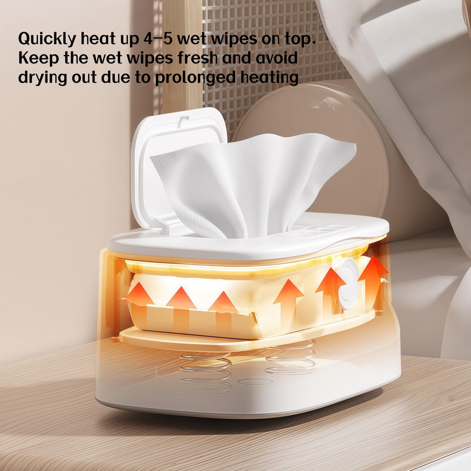 Chauffe-linge, grande capacité avec contrôle de la température, adapté pour les soins de bébé et le nettoyage du visage