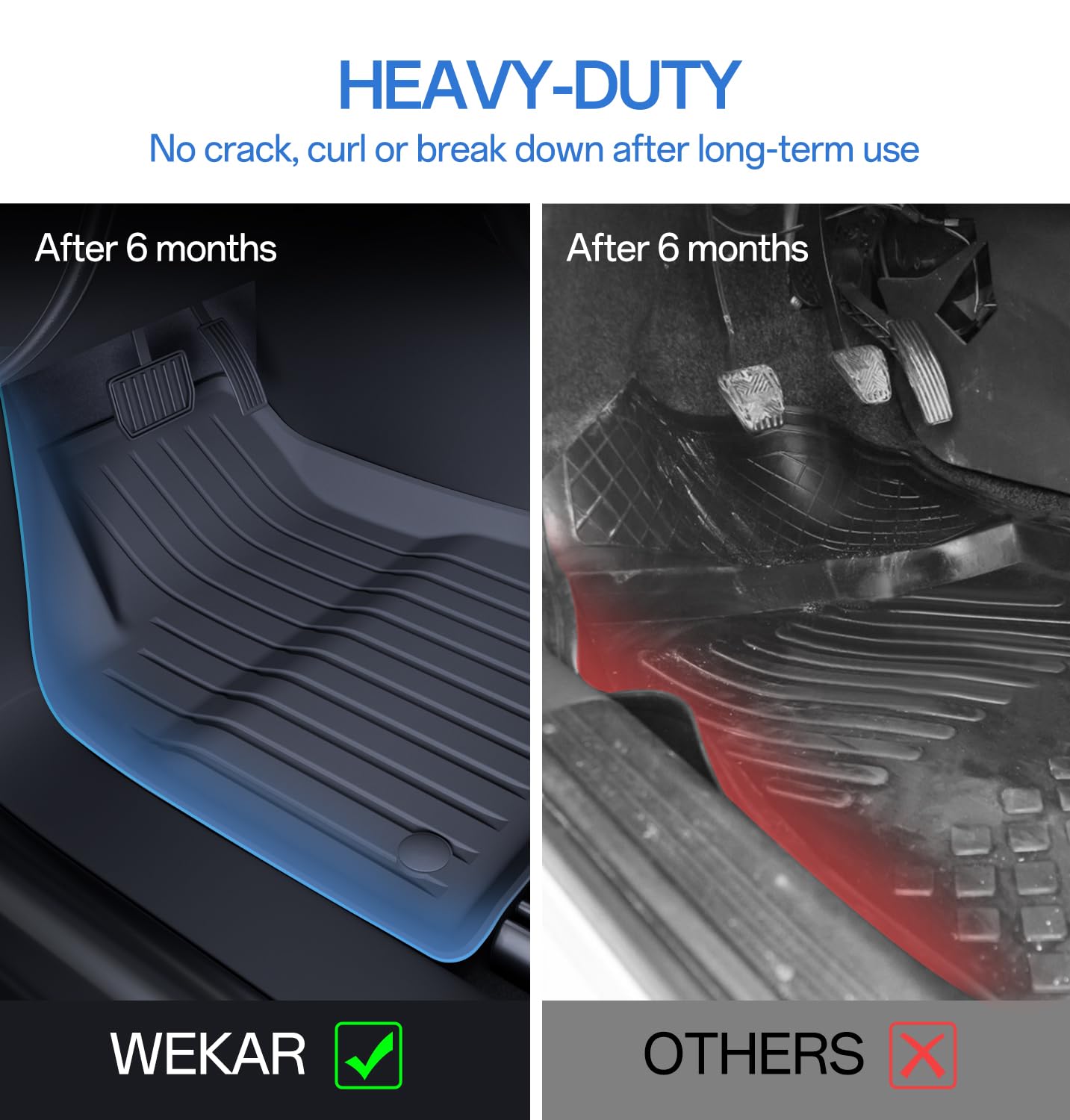 Wekar 2025 New Version Floor Mats for Model 3 Highland - Full Set All Weather TPE Front Rear — view 4