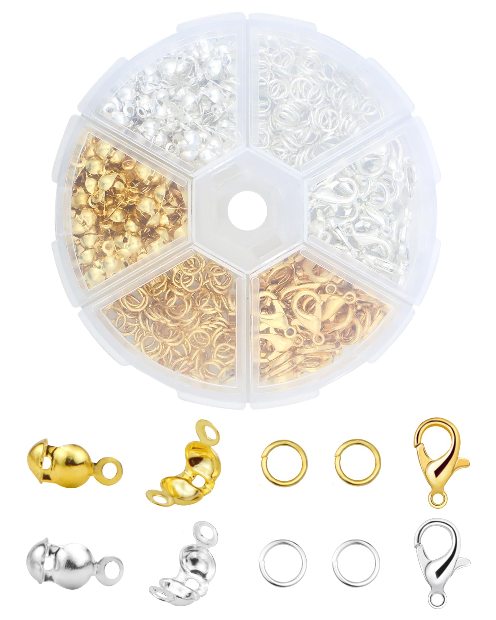 YETOOME 460 Pcs Jewelry Making Accessories Set Includes 200 Pcs Open Jump Ring Connectors 200 Pcs Bead Tips Knot Covers and 60 Pieces Lobster Claw