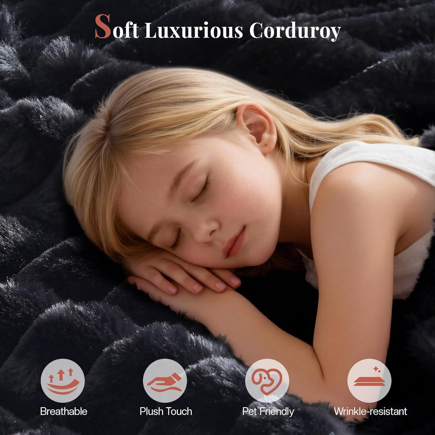 Jocisland Full Size Corduroy Upholstered Bed Frame with 4 Storage Drawers & 51.2" Tall Wingback Headboard, LED Platform Bed with Charging Station, Easy Assembly, No Box Spring Needed, Black