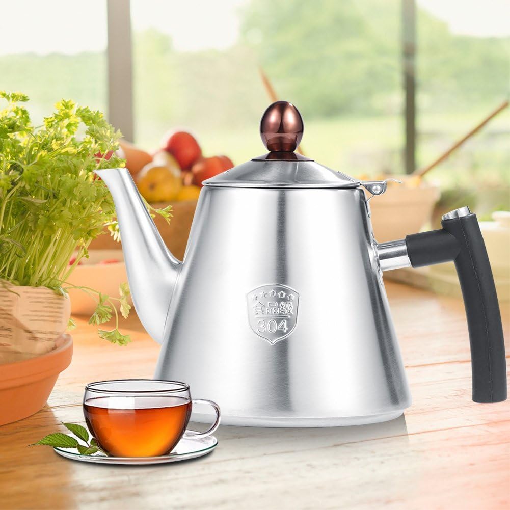 Stainless Steel Tea Kettle, 1.2L Stovetop Teapot with Silicone Handle, Food Grade 304 Steel Coffee Pot for All Cooktops Including Induction