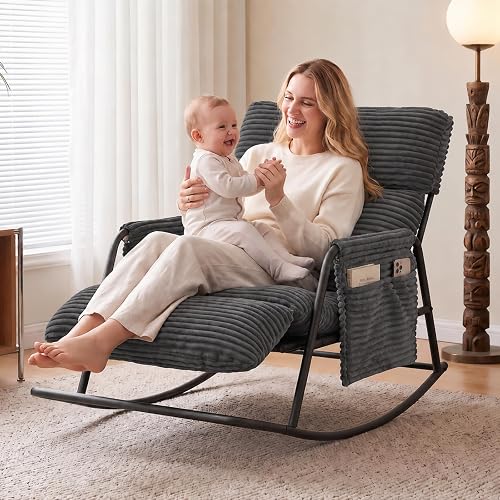 Nursery Rocking Chair with Footrest, 450 Lbs Capacity Heavy Duty