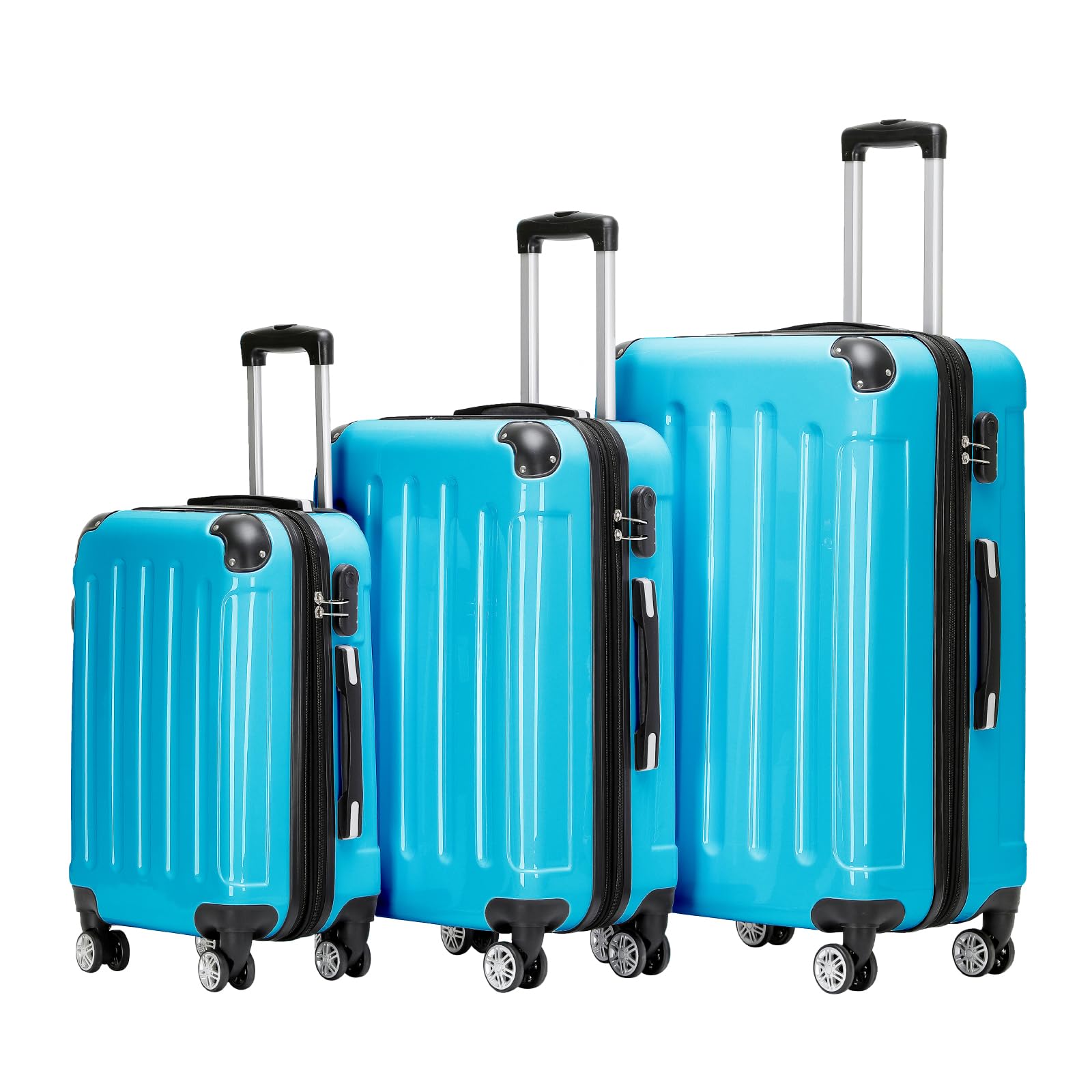 BEIBYE 2048 Hartschalenkoffer aus Polycarbonat, Reisekoffer mit 4 Zwillingsrollen und Zahlenschloss, Erweiterbarer Trolley Koffer M L XL oder Kofferset mit Teleskopgriff