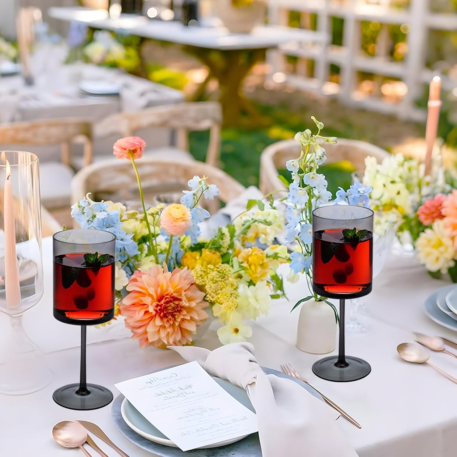 JLYLOL 12 Pcs Black Plastic Champagne Flutes 10 OZ Large Champagne Glasses Reusable Acrylic Wedding Toasting Glassware Water Goblets Stemmed Drinking Cups Wine Glasses For Wedding Christmas - Image 4