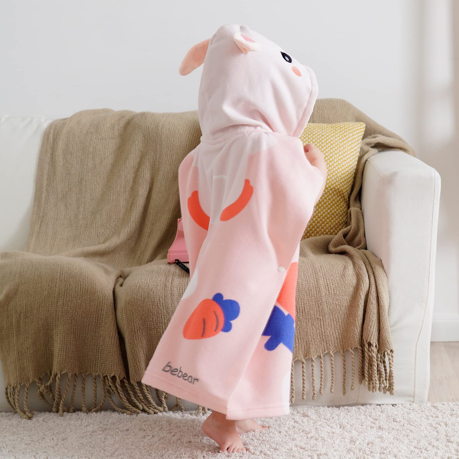 Bebamour Asciugamani con cappuccio per bambini e bambine - Asciugamano con cappuccio indossabile e assorbente per bambini, Rabbit