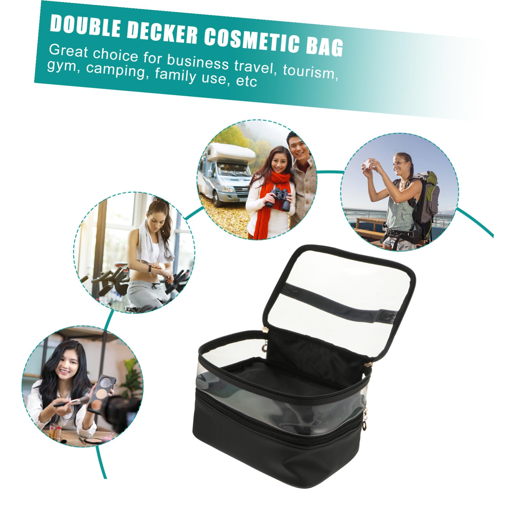 Alipis Borsa Cosmetica da Viaggio Doppio Strato per Donna Grande Capacità in Pu Resistente per Campeggio e Turismo