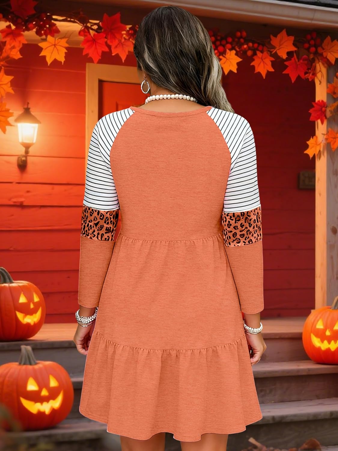 Thanksgiving Dresses for Women Thankful Grateful Blessed Tank Dresses Thanksgiving Pumpkin Tshirts Long Sleeves Tops - Image 6