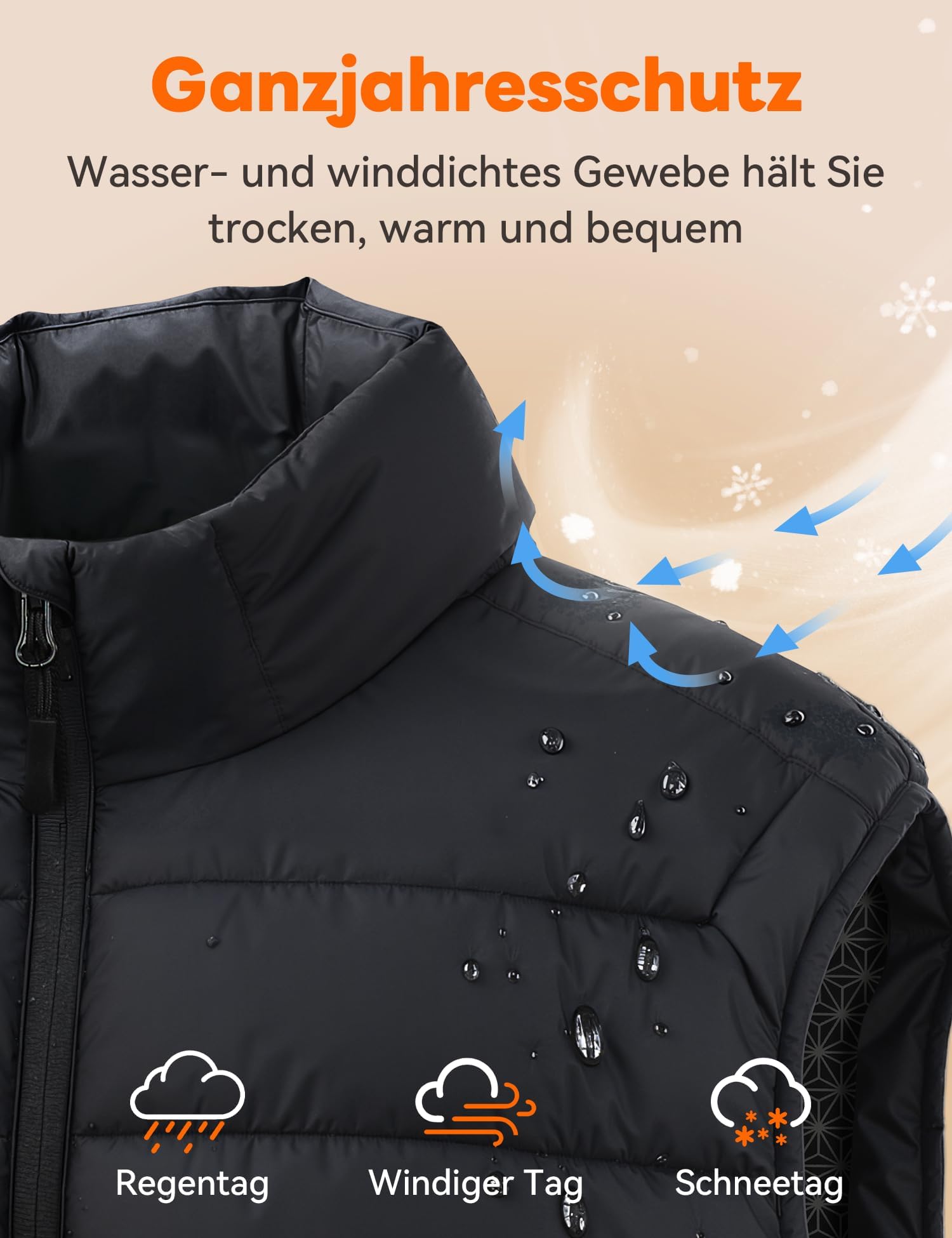 Beheizbare weste Herren Damen, 16000mAh 3 einstellbare Wärmestufe Eletriksche Heizweste für Ski Fahren, Wärmeweste für Outdoor Ativitäten, Waschbar