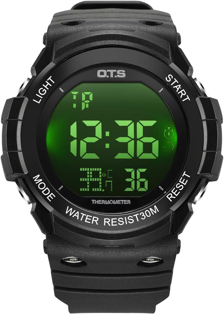 Men's Digital Watch, PALADA Outdoor Sports Watch Multifunction Military Waterproof Watch Simple Army Watch with Dual Time and LED Backlight-Black
