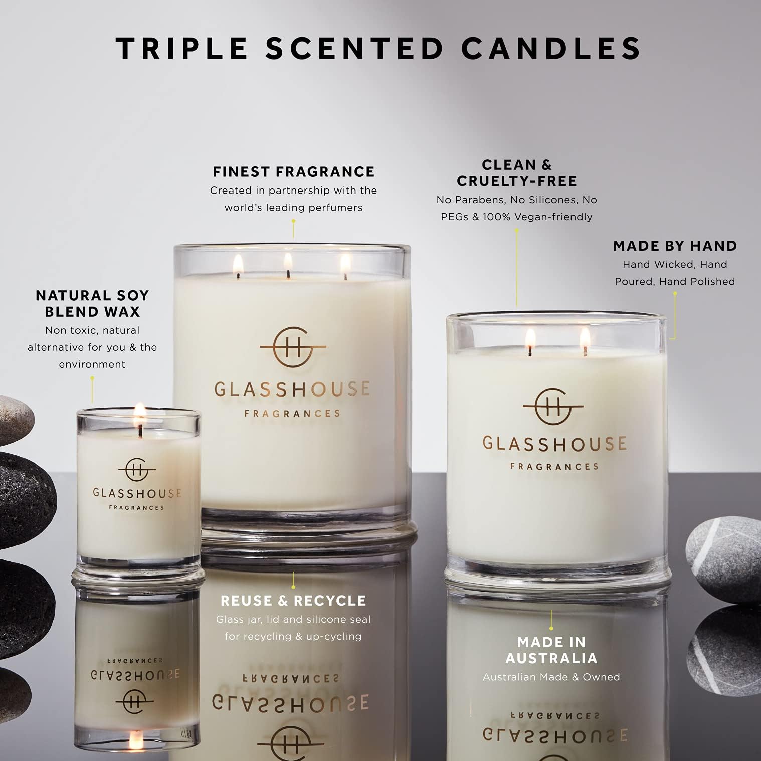 Glasshouse Fragrances Sacred Hollow Candle, Triple Scented Natural