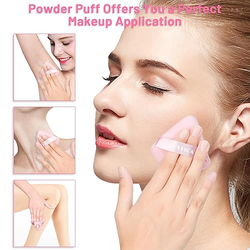 Miniatura 5 de COSTICA 6 piezas de polvo para polvo facial, soplo de polvo triangular para base suelta y cosmética, soplo de maquillaje para contornear,