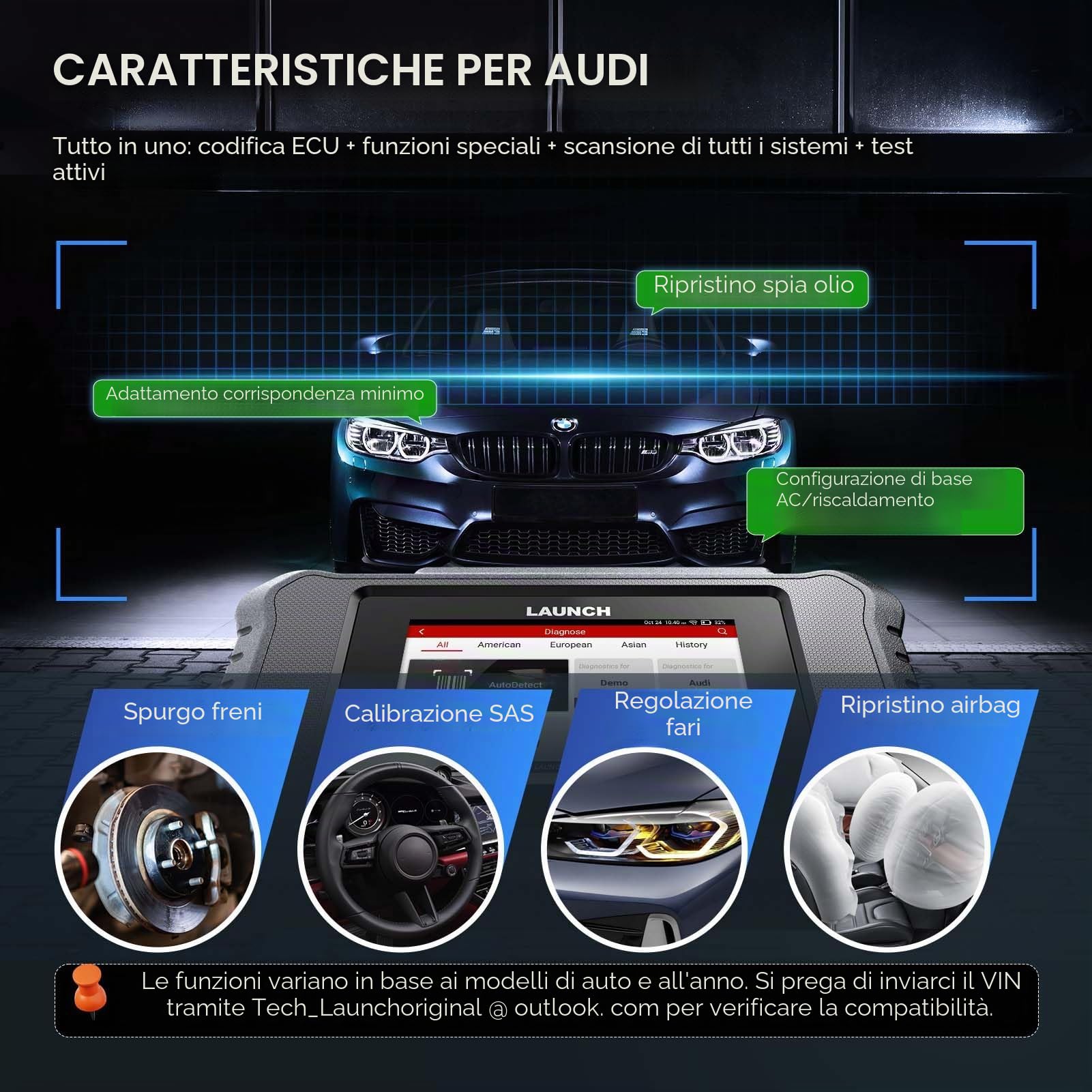 LAUNCH X431 Creader Elite 2.0 BBA OBD2 Scanner per BBA, BMW/Benz