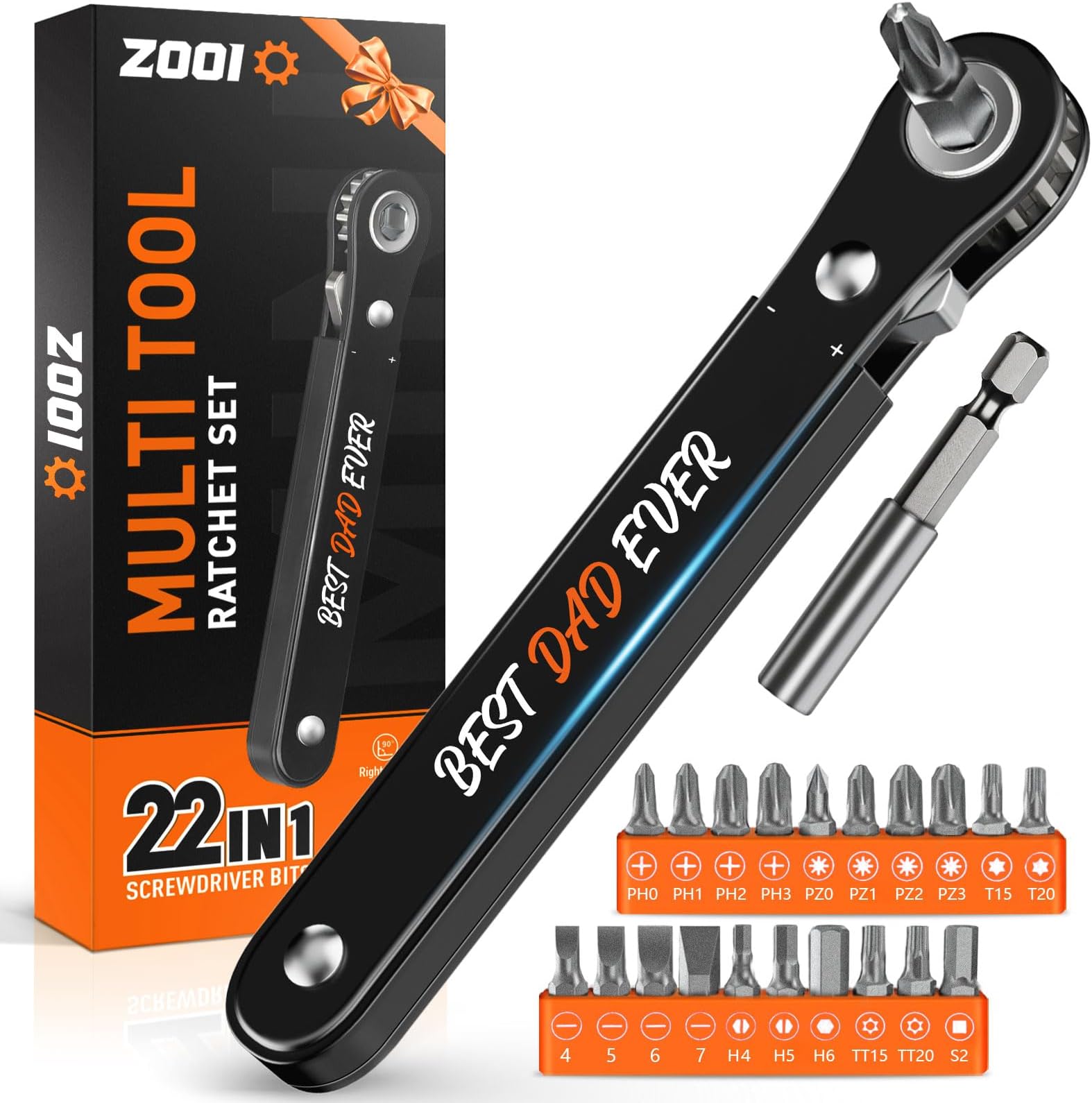 22 In 1 Ratcheting Pocket Screwdriver Mini Ratchet Multitool Gifts for Men | Right Angle Screwdriver, 90 Degree Small Ratchet Screwdriver, EDC Gear Tools, Low Profile Gadgets Offset Screwdrivers Bit Set