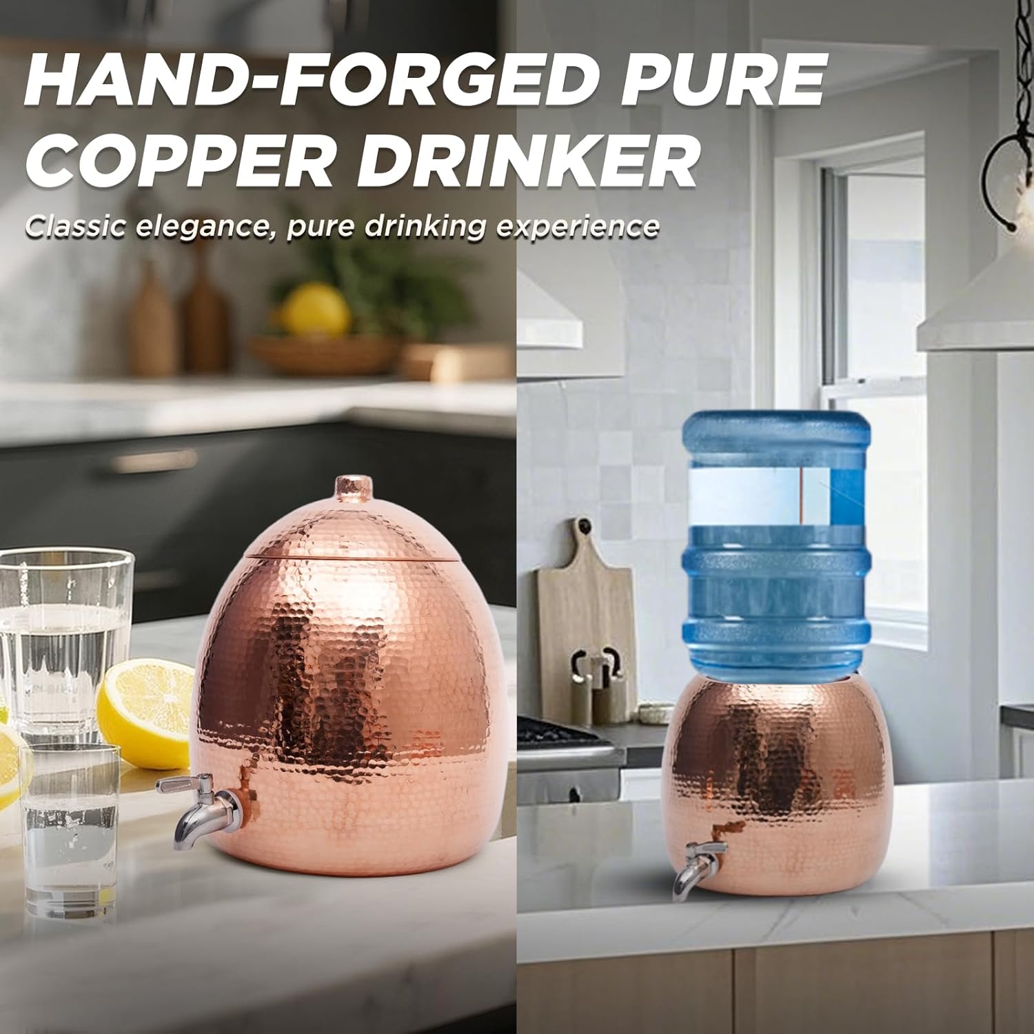 2.5 Gallon Hand-Hammered100% Pure Copper Water Dispenser - AyurvedicUncoated Artisan Crafted, Mirror Polished for Home & Office Use image 9 of 10 B0F9Y48JGL