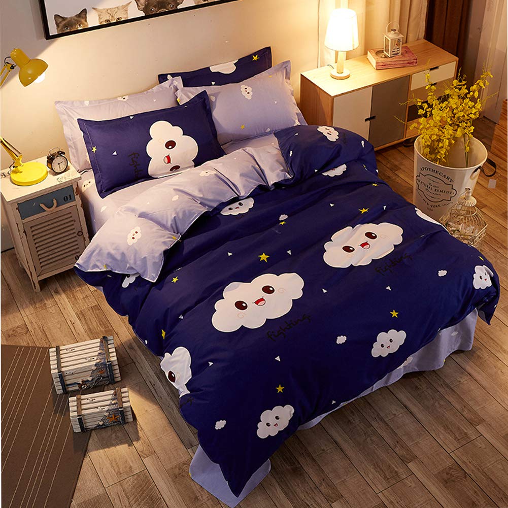 Housse de couette 240x220cm nuage avec 2 taies d'oreiller pour lit 2 personnes