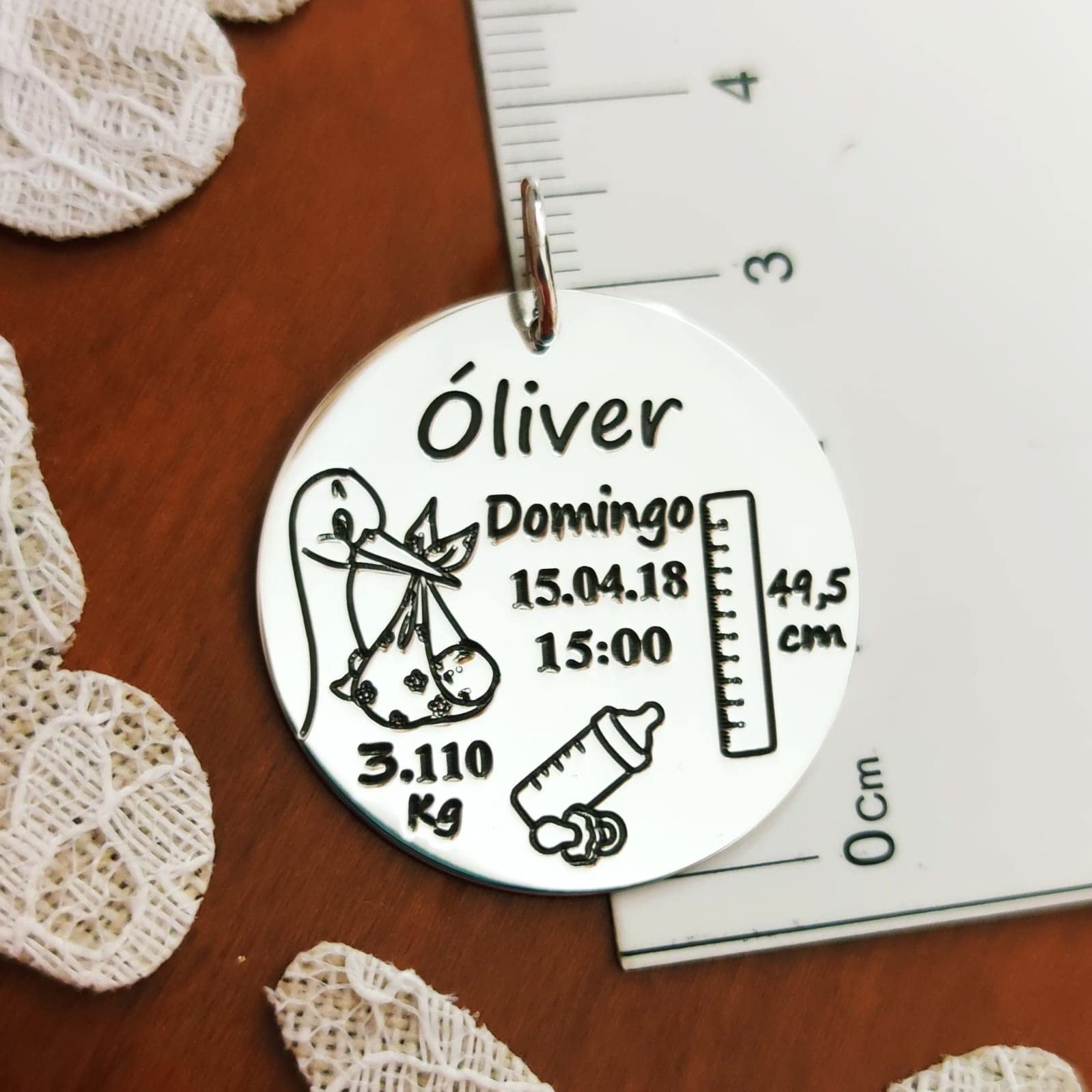 Colgante nacimiento de Plata de ley 925 personalizado