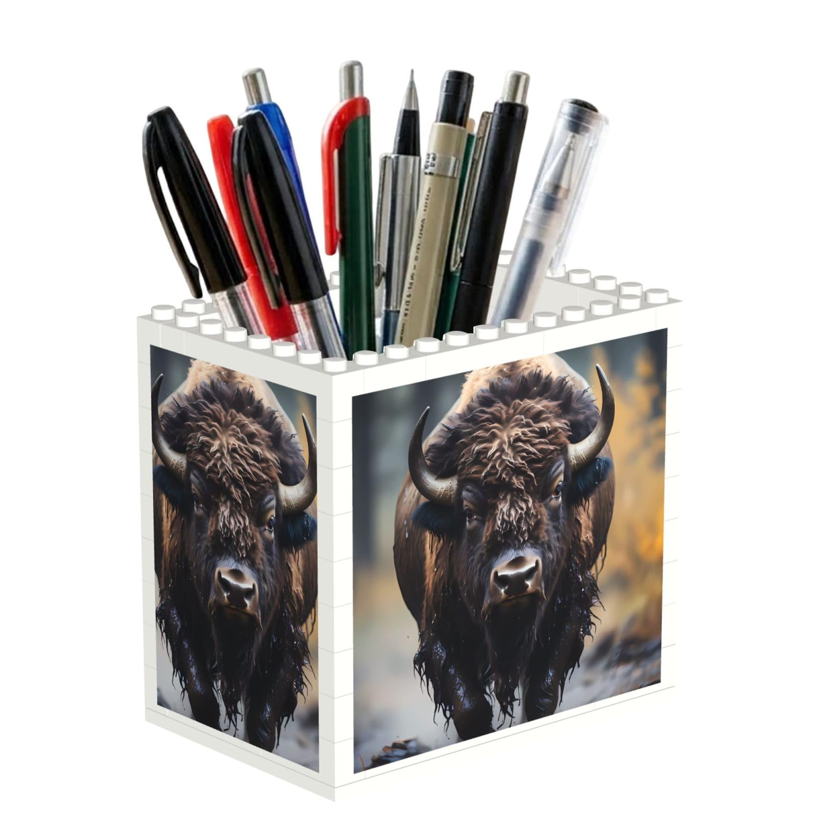 SXZVVBN North American bison Building Block Desk Tidy ABS Organiser