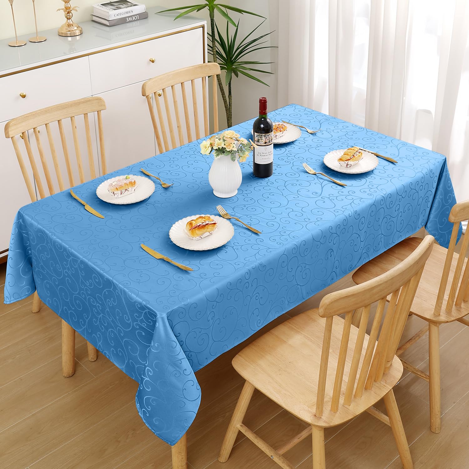 Homaxy Table Cloth Rectangular 130x160 cm, Washable Polyester Jacquard Tablecloth - Image 2