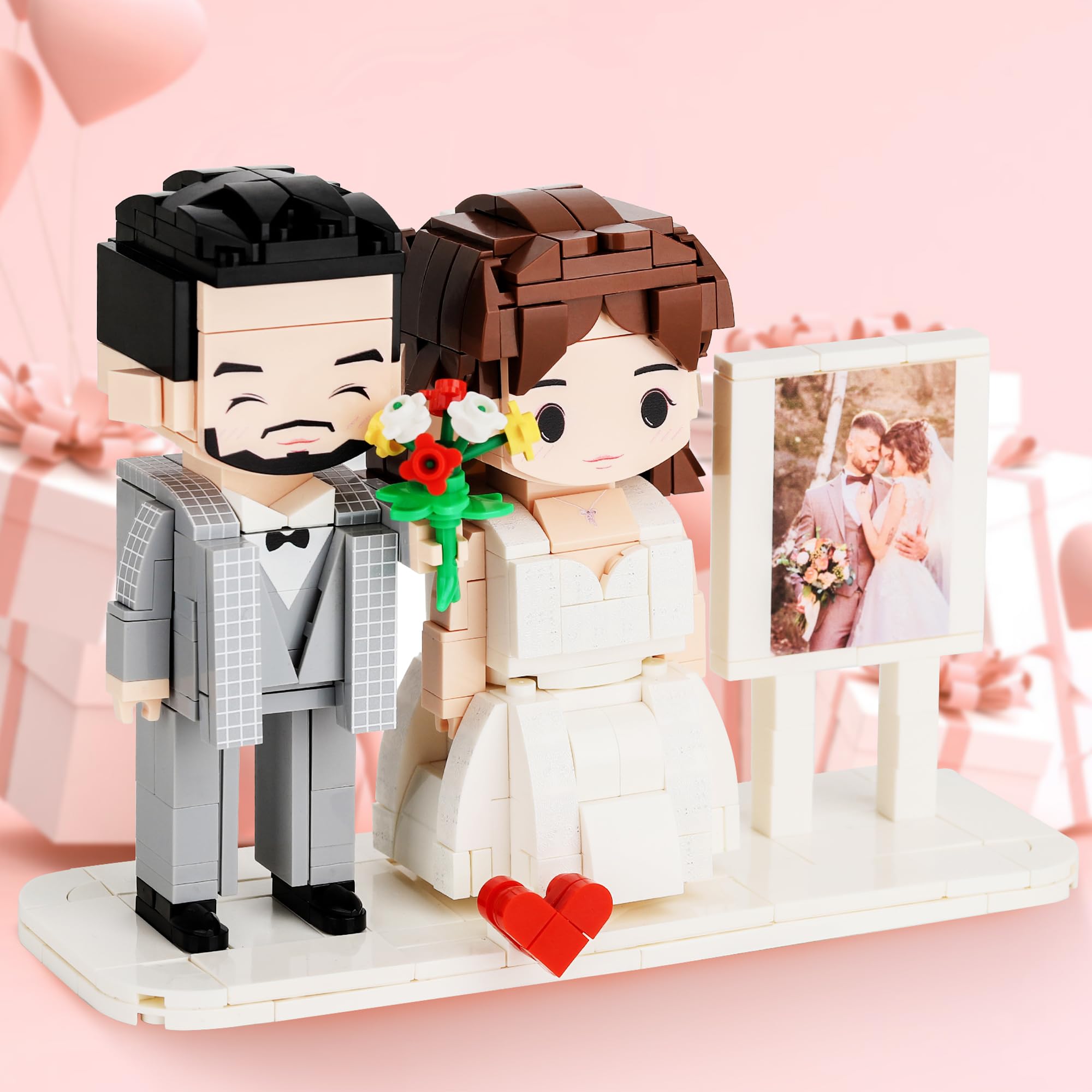 sujinxiu Custom Brick Figures Personalised Full Body Portrait Building Blocks Custom Photo Building Block Set Christmas Birthday Valentine's Day Gifts for Couple Women Men