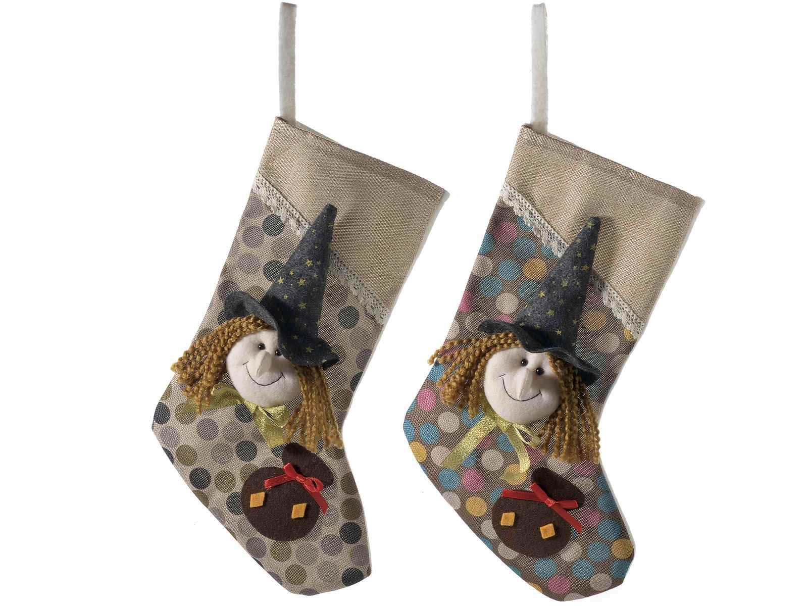 Gruppo Maruccia Lot de 4 chaussettes de Noël en tissu pour la cheminée et l'arbre