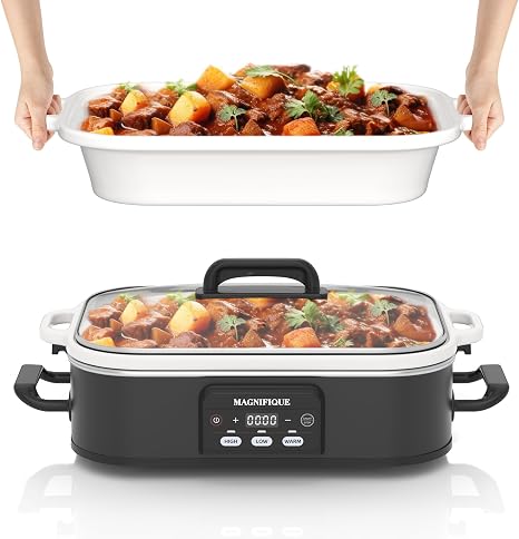 4 Quart Casserole Programmable Slow Cooker with Ceramic Baking Dish