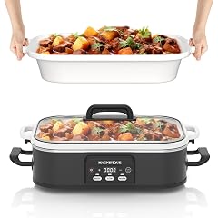 4 Quart Casserole Programmable Slow Cooker with Ceramic Baking Dish - Perfect Kitchen Small Appliance for Family Dinners