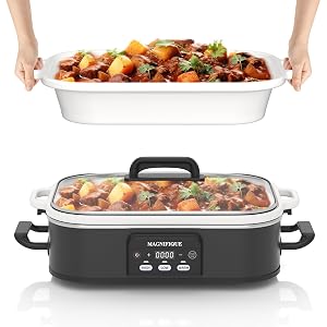 4 Quart Casserole Programmable Slow Cooker with Ceramic Baking Dish - Perfect Kitchen Small Appliance for Family Dinners