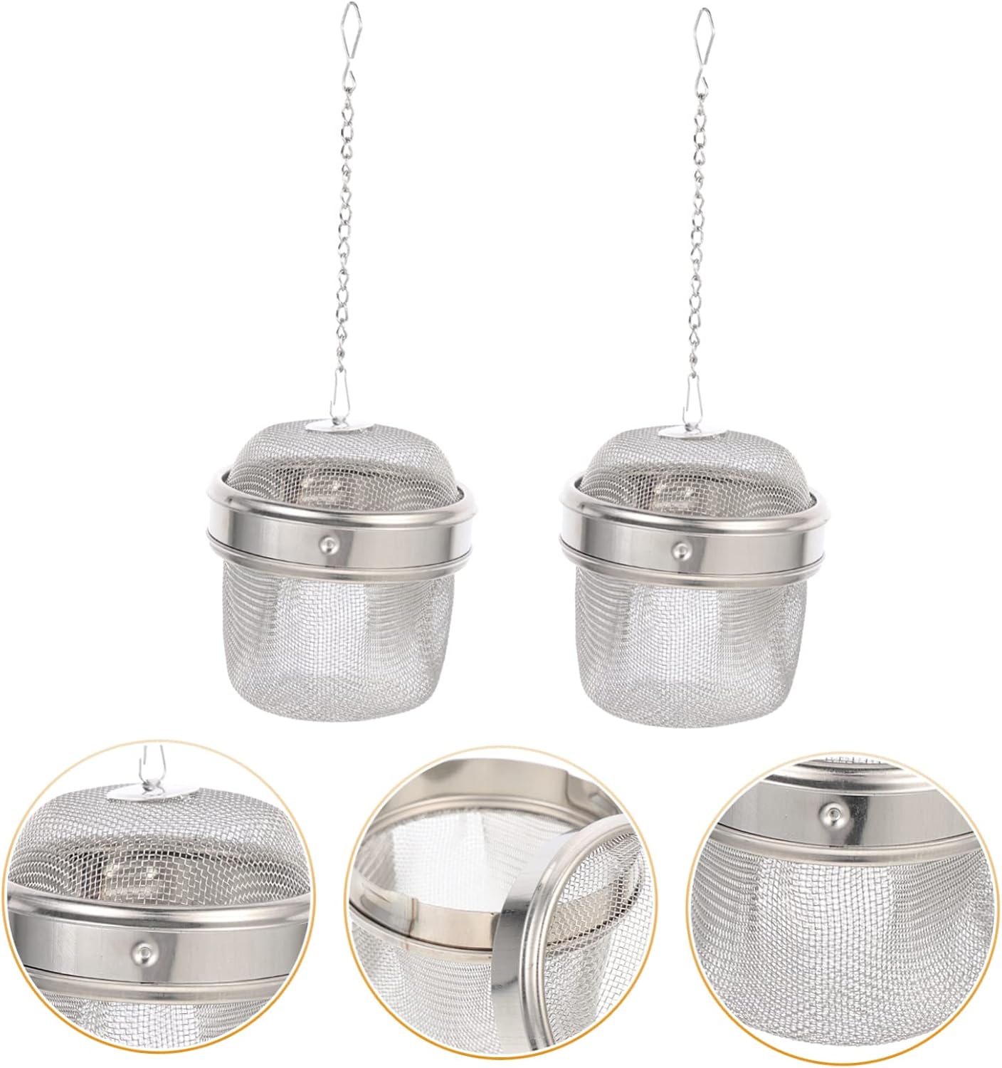 2pcs Stainless Tea Strainer Tea Infuser Ball Shaped Easy to Clean Multi-functional Jewelry Cleaning