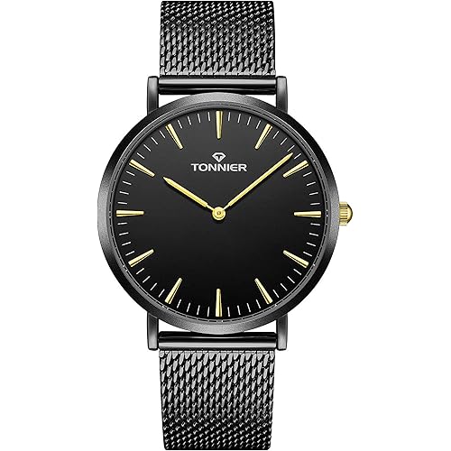 ruiwatchworld Men's Analog Quartz Watch Men Ultra-Thin Dial Watches Stainless Steel Waterproof Fashion Wrist Watch