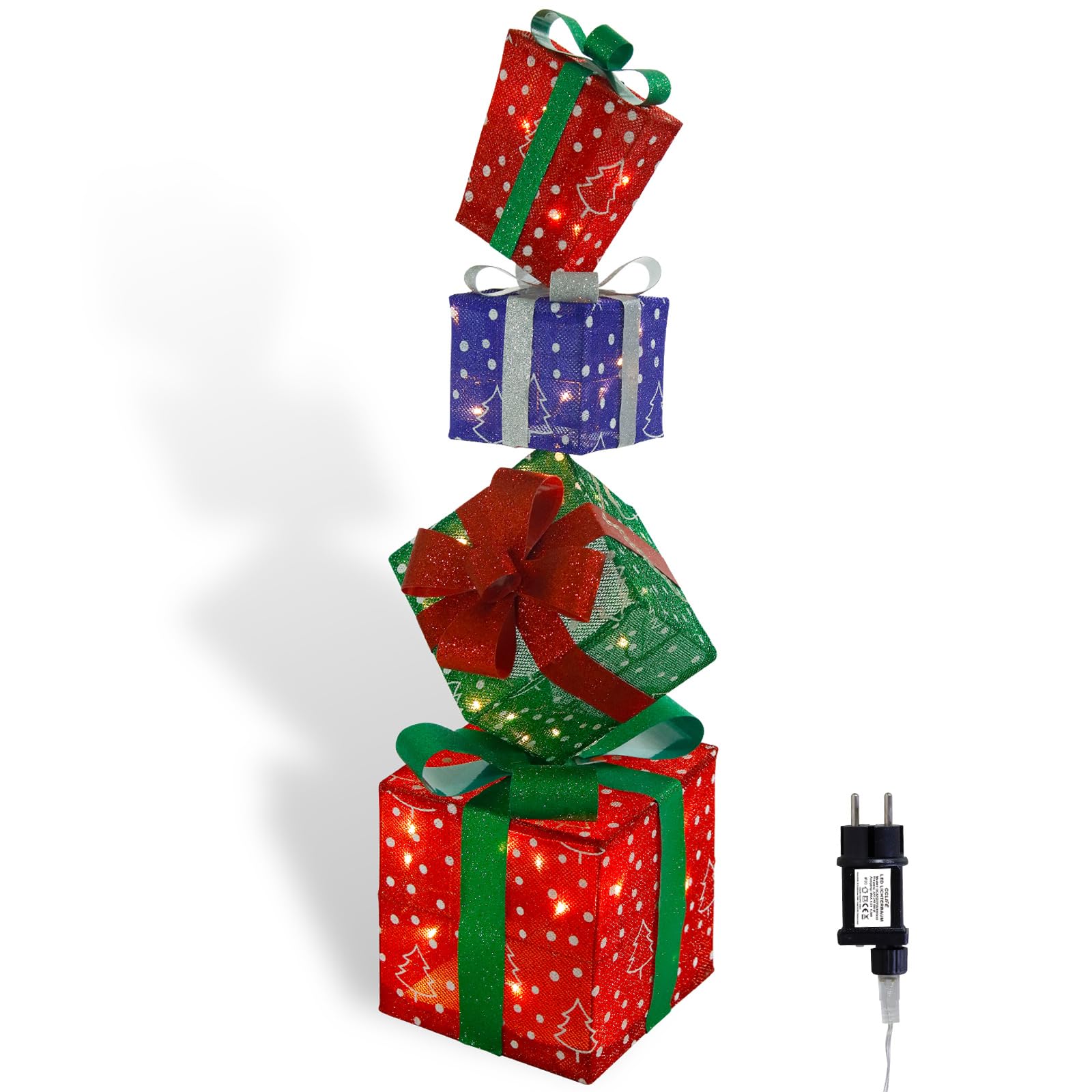 CCLIFE Juego de 4 Cajas de Regalo Con Luz LED Para Navidad - Decoración Iluminada Para Árbol y Hogar CushHom