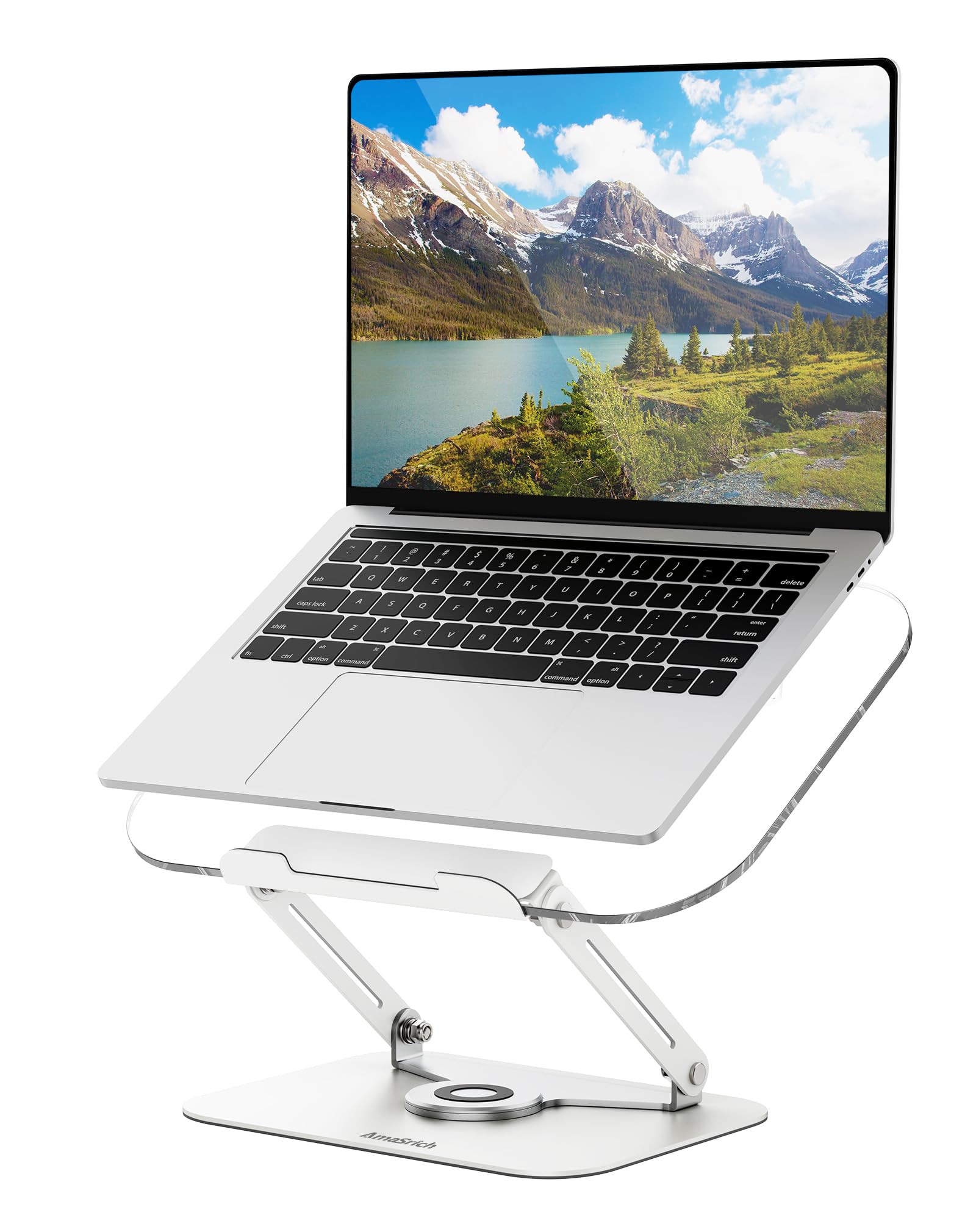 AmasrichAcrylic Laptop Stand for Desk- Adjustable Tablet Holder-Vertical Computer Riser-Foldable Convertor Mount for Notebook iMac MacBook Air Pro,Dell XPS, HP (10-17.3'')-Aluminum