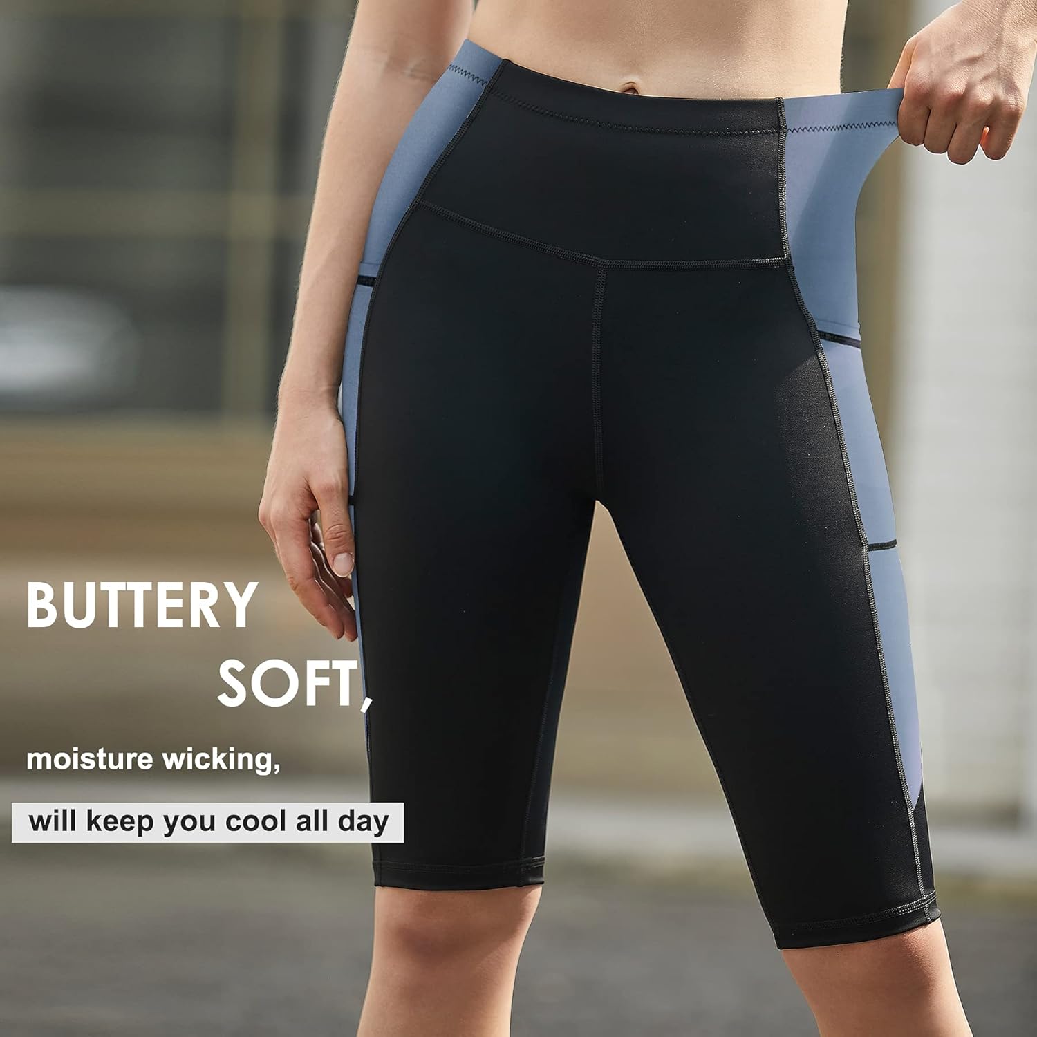 High waisted knee length leggings Outlet