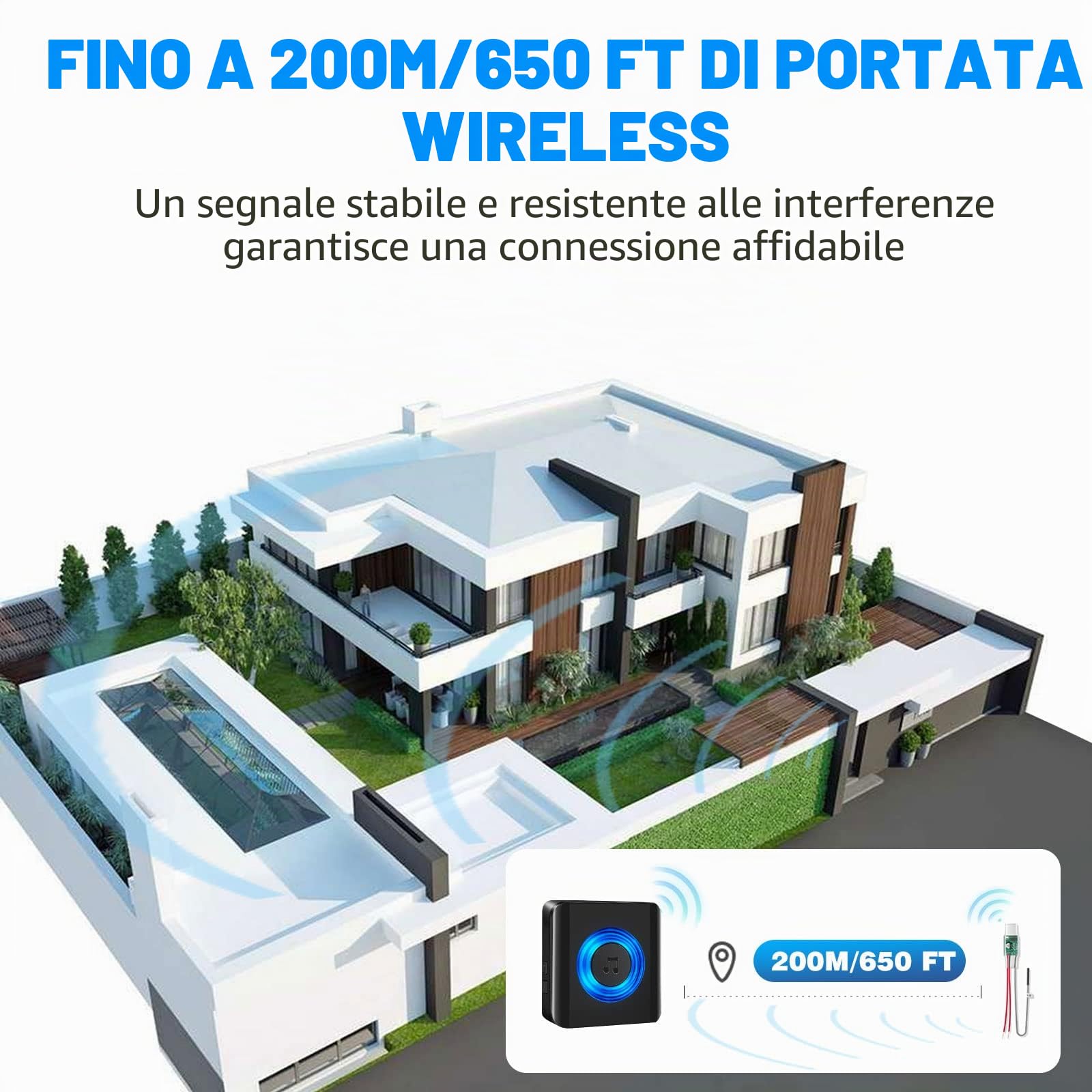 Satisure - Set di espansione per campanelli wireless, 3 ricevitori 1 trasmettitore, convertitore wireless, segnale acustico wireless, espansione per impianti di campanelli wireless