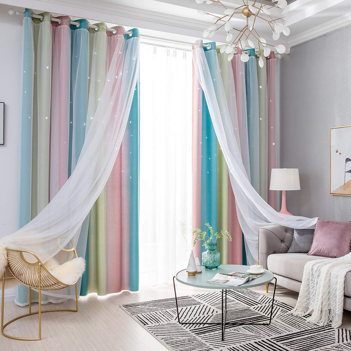 ele ELEOPTION Stars Blackout Curtains, Cut Out Stars Drapery with Eyelet - Image 4
