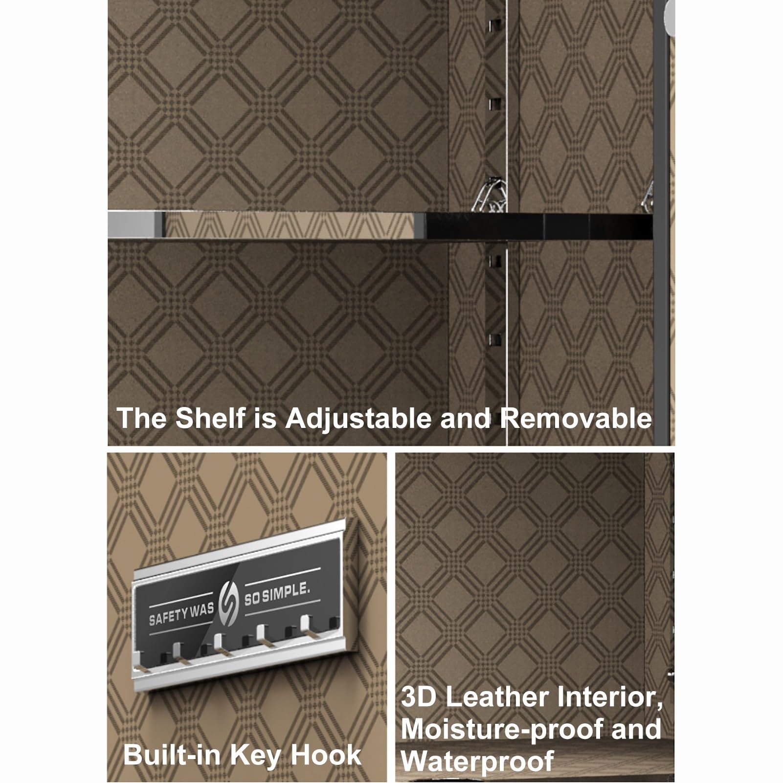 Cassaforte Combinazione di Quadranti Meccanici Cassetta Sicurezza Grande con Chiave Safe per Casa, Ufficio, Hotel(Brown,70CM/28IN)
